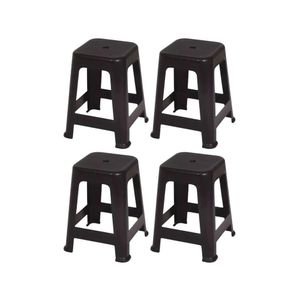 Kit 4 Banqueta Plástico Empilhável Cozinha Preto Mor