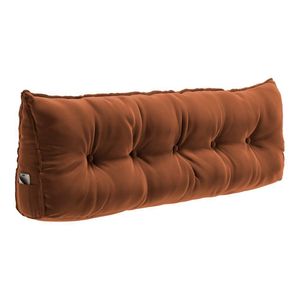Almofada Para Cabeceira Encosto Apoio Lombar Spot 160cm Com Porta Celular Veludo - Desk Design Cor Terracota
