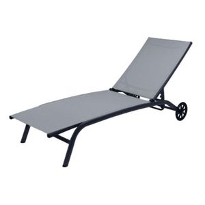 Espreguiçadeira Chaise Outdoor Externa Tamandaré Rivatti Em Aluminio Tela Mesh Grafite Com Rodinhas