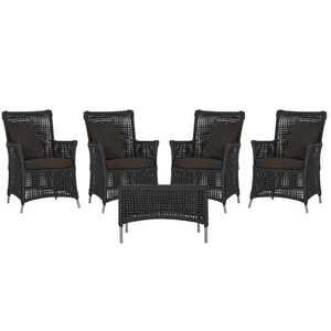 4 Poltronas E 1 Mesa Igapó Alumínio Fendi Corda Náutica E9 Preto