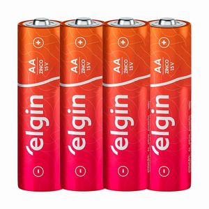 Pilha Zinco Elgin Aa 1.5v Cartela Com 4 Unidades