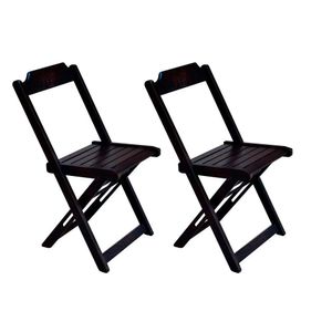 Kit 2 Cadeiras De Madeira Dobravel Marrom - Marrom
