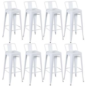 Kit 8 Banquetas Altas Com Encosto 76 Cm Branco