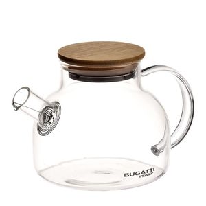 Bule De Vidro Coador De Bico Tampa De Bambu 500ml Bugatti