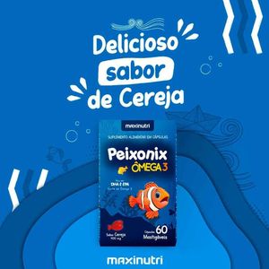 Kit 03 Peixonix ômega 3 Mastigável Maxinutri Cereja 60 Caps