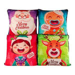 Kit De Almofadas Cheias Natalina Papai Noel Vermelho 4 Peças