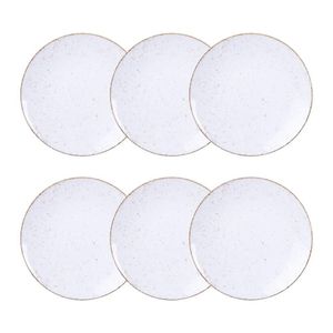 Jogo De Pratos Sobremesa Rústico 6 Peças 21 Cm Porcelana Decorada Tramontina