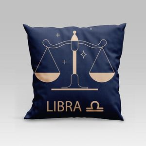 Capa De Almofada Estampada Signos Do Zodíaco Em Veludo Suede 45cm X 45cm Libra