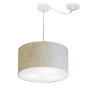 Lustre Cilíndrico Desvio Centro 40x25cm Bivolt Rústico Bege