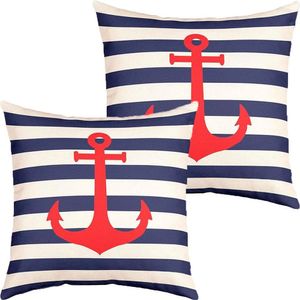Kit 2 Capas De Almofadas Vermelho âncora Navegação Marítima