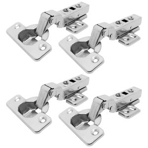 Kit 4 Dobradiça Curva Armário 35mm Amortecedor Tradestar