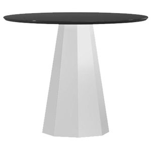 Mesa De Jantar 120x120 Cm Isis Com Vidro Off White Preto - New Ceval