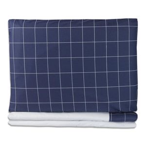 Jogo De Lençol Para Berço Americano 100% Algodão 3 Peças - Grid Azul Marinho