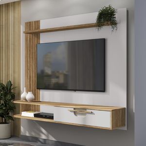 Painel Suspenso Jeri TV até 65" 1 Porta Cinamomo/Off White