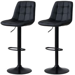 Kit 2 Banqueta Alta Elegance  Com Base Giratória E  - Preto