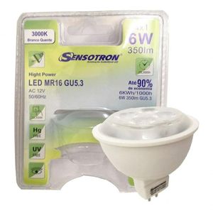 Lâmpada De Led Mr16 Gu5.3 6w 12v Da Luz Branco-quente
