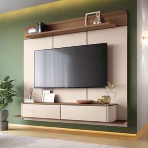 Home Painel Decorativo Suspenso Messier Para Tv Até 70 Polegadas Off White/castanho G26 - Gran Belo