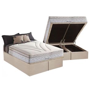 Cama Box Baú King: Colchão Molas Masterpocket Ensacadas Herval Maxspring American + Base Crc Suede Clean (193x203)