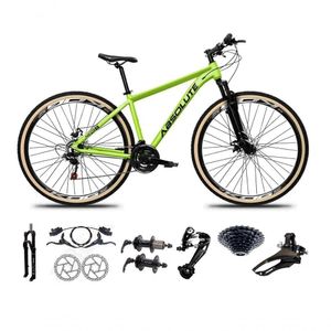 Bicicleta Aro 29 Absolute Nero 5 Freio Hidráulico K7 27v Garfo Com Trava Pneu Com Faixa - Verde Tam.19
