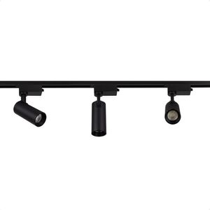 Trilho Eletrificado De Led Blumenau Com 3 Spots Preto Bivolt 3000k Quente