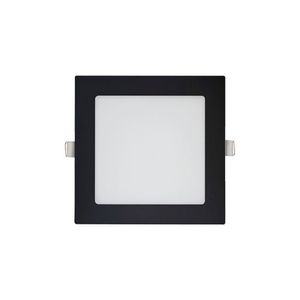 Painel De Led Blumenau Slim Quadrado De Embutir 12w Bivolt Preto 3000k Luz Amarela