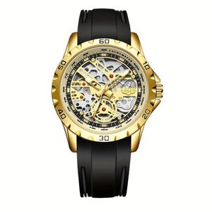 Relógio De Pulso Clássico Para Homens Design Criativo Esportivo á Prova D'água Preto Dourado
