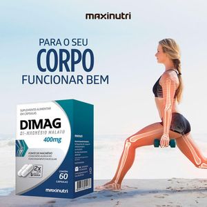 Kit 2 Dimag Dimalato De Magnésio 400mg Maxinutri 60 Cápsulas