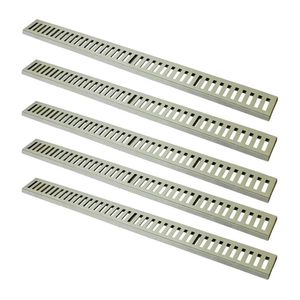 Kit 5 Ralo Grelha Linear Caixilho Em Alumínio Bege 10x100cm