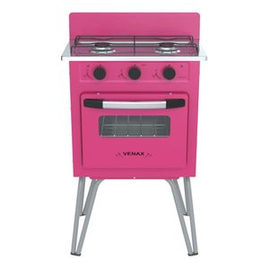 Fogão Portátil 2 Bocas Venax Gemini Vetrô a Gás GLP - Rosa