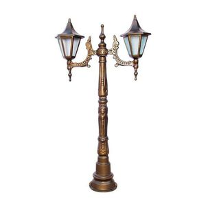 Poste Chinês Para Jardim De Alumínio 02 Luminárias 1,13M