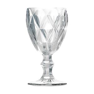 Kit 10 Taças De Vidro Para água Diamante Transparente Emcasatem 340ml