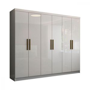 Guarda Roupa Casal Em MDP 6 Portas E 2 Gavetas Maxel Móveis Branco