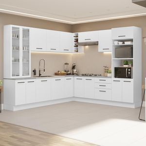 Armário De Cozinha Completa 549cm Branco Agata Madesa 01 Branco