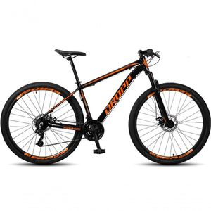 Bicicleta Aro 29 Dropp SW 24 Velocidades Quadro 21 Alumínio MTB Câmbio Shimano Suspensão 100 mm Preto e Laranja
