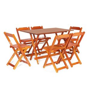 Kit 4 Conjuntos Dobrável 120 X 70 Com 6 Cadeiras Mel - M.b Móveis