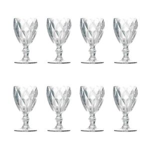 Kit 8 Taças De Vidro Para água Diamante Transparente Emcasatem 340ml