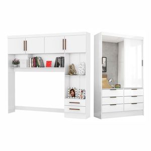 Guarda Roupa Sevilha Plus Com Cama Casal Carioca Móveis Branco