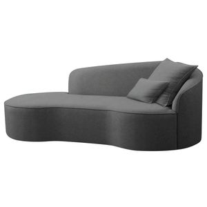 Divã Recamier Curvo Sala De Estar Recepção Inglaterra 150cm Lado Esquerdo Linho Adj Decor Cinza