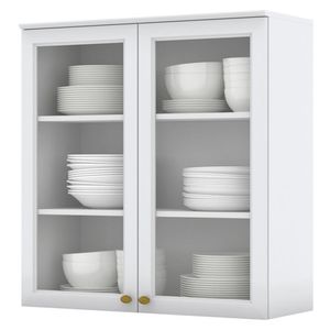 Armario Aereo 2 Portas Vidro MDF 80 cm Americana C366 Henn