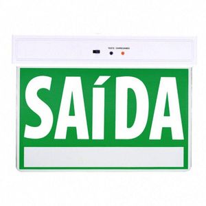 Placa De Sinalizaçao Saida Emergencia Lampada Led Bateria