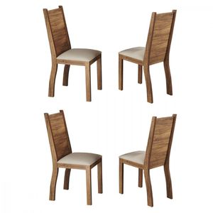 Conjunto 4 Cadeiras Napoli Imbuia Tecido Veludo Pastel Viero Imbuia