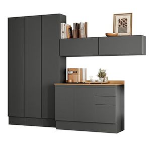 Escritório Modulado Acácia Touch 6 Peças Chumbo-freijó - Nicioli Chumbo-freijó