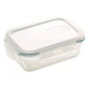 Kit 2 Potes Vidro Hermético Marmita Mantimentos Cinza Tampa 640ml