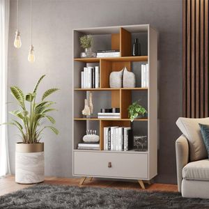 Livreiro Office Giga Candian Jcm Movelaria OffWhite/Cinamomo