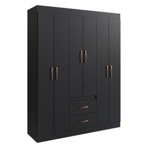 Guarda-roupas 6 Portas 2 Gavetas Multimóveis Cr35111 Preto