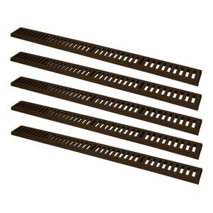 Kit 5 Ralo Grelha Linear Caixilho Alumínio Marrom 10x100cm