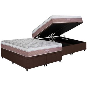 Cama Box Baú King: Colchão Molas Masterpocket Ensacadas Herval Maxspring Coimbra + Base Crc Courano Brown (193x203)