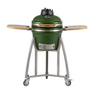 Churrasqueira Kamado Pequeno Da Rasco Verde C/ Grelha Aço Inox, Suporte E Mesas. Serve Até 5 Pessoas Verde