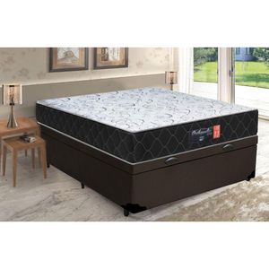 Cama Box Baú Casal + Colchão Semi Ortopédico Extra Firme Espuma D33 Prime Colchões 138x188x72 Marrom