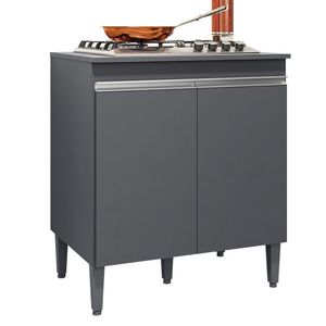 Balcão Cooktop Andréia 79cm Com 2 Portas Cinza Fosco - Ajl Móveis Cinza Fosco